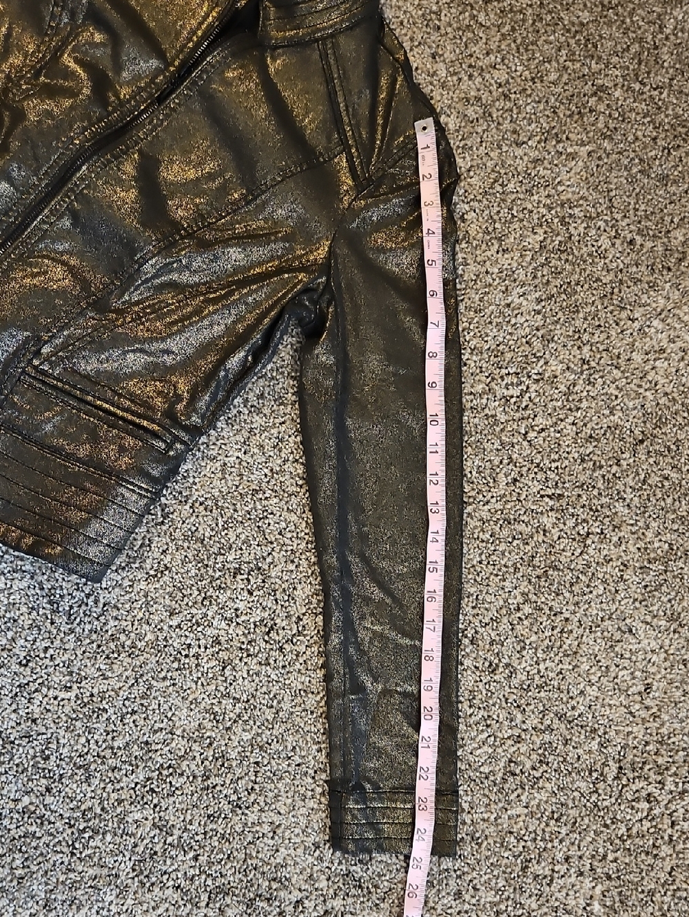 White House Black Market Metallic Gold Women's Moto Jacket - Picture 8 of 9